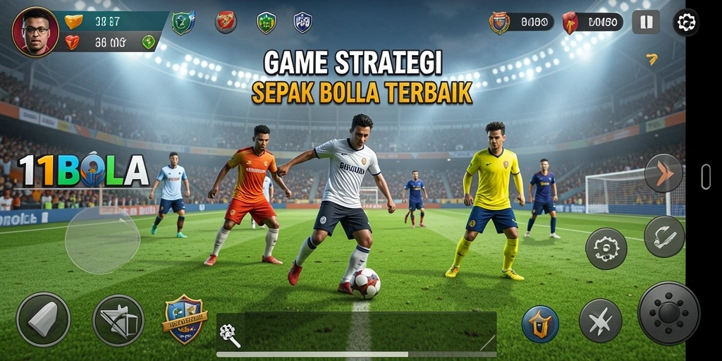 Tampilan menarik dari gameplay manajemen sepak bola di 11BOLA.