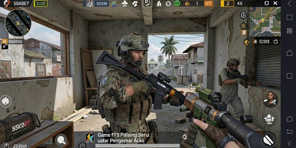 Screenshot 55KBET menunjukkan aksi seru dalam dunia FPS.