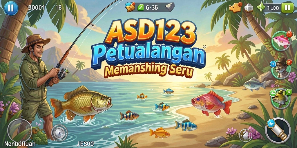 Gameplay seru dalam ASD123 dengan berbagai aktivitas memancing.