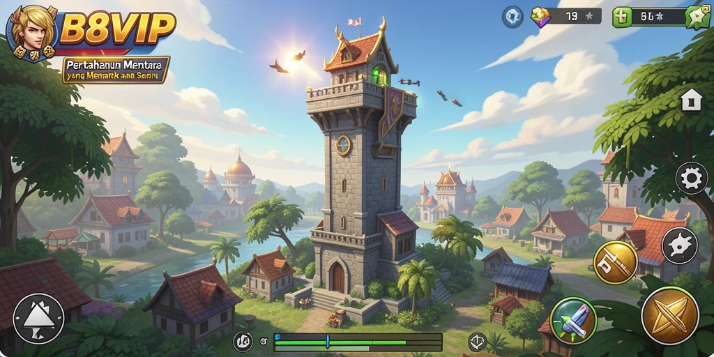 Tampilan gameplay seru B8VIP dalam Tower Defense yang menarik.