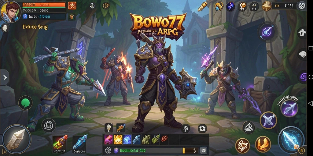 Tampilan seru dari gameplay ARPG BOWO77 saat bertarung melawan monster.