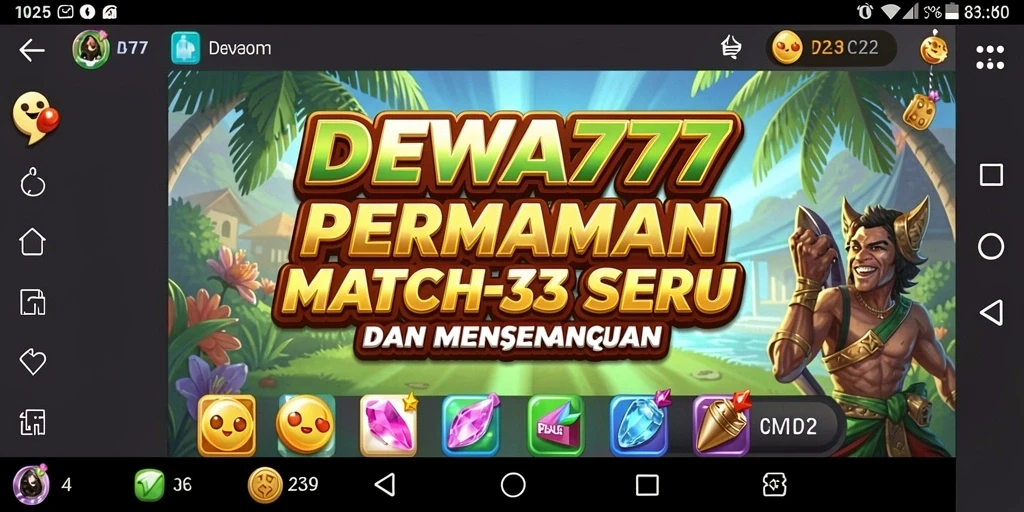 Screenshot gameplay DEWA777 yang menarik dalam tantangan Match-3.