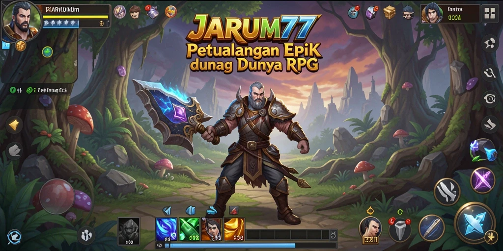 Screenshot utama JARUM77 menampilkan aksi pertarungan menegangkan dalam dunia RPG.