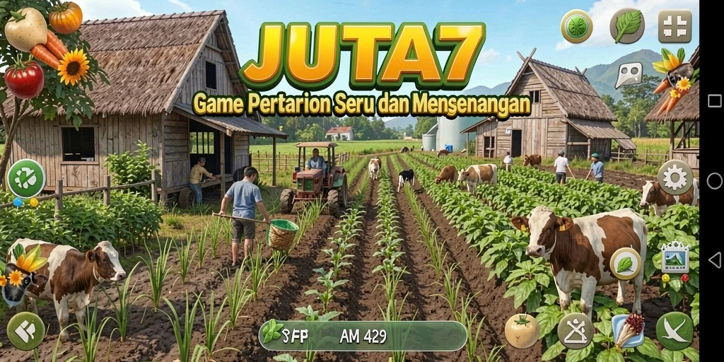 Tangkapan layar <strong>JUTA7</strong> menampilkan pengalaman bertani yang menyenangkan dan interaktif.