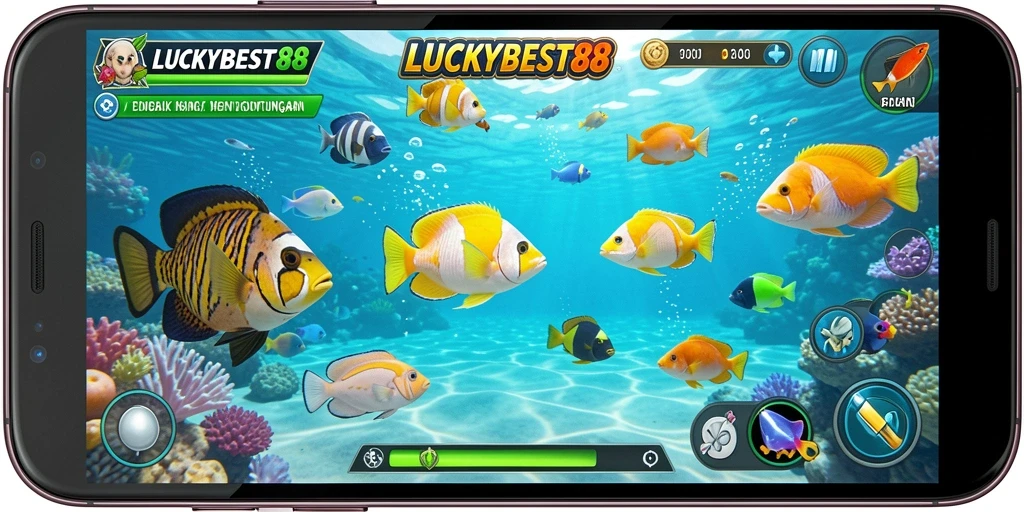 Gameplay mendebarkan dari LUCKYBEST88 saat menembak ikan.