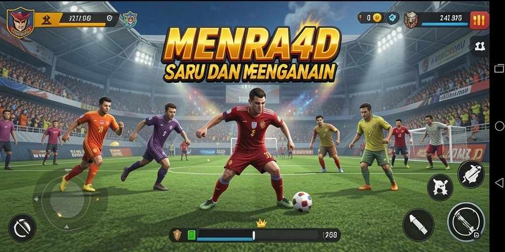 Tangkapan layar utama MENARA4D menampilkan aksi permainan olahraga yang seru.