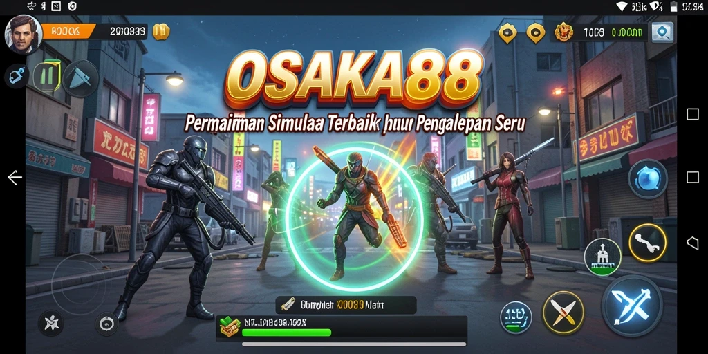 Screenshot gameplay seru dari OSAKA88 yang menunjukkan interaksi karakter.