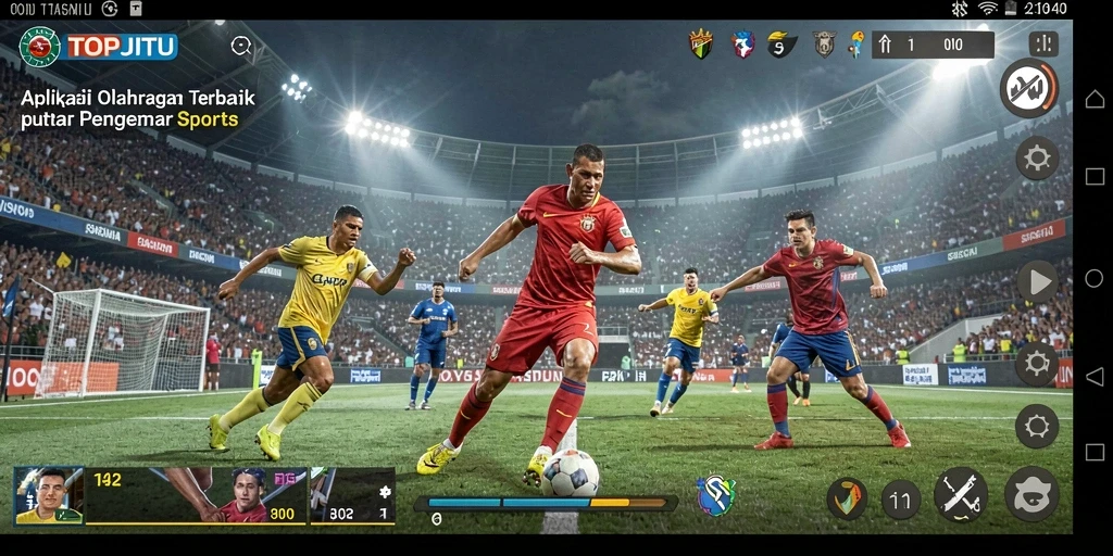 Screenshot gameplay TOPJITU menampilkan interaksi olahraga yang seru dan real-time.