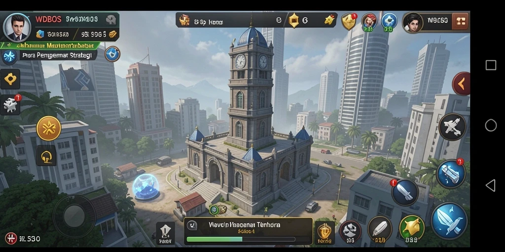 Tangkapan layar WDBOS menampilkan aksi pertahanan menara yang intens.